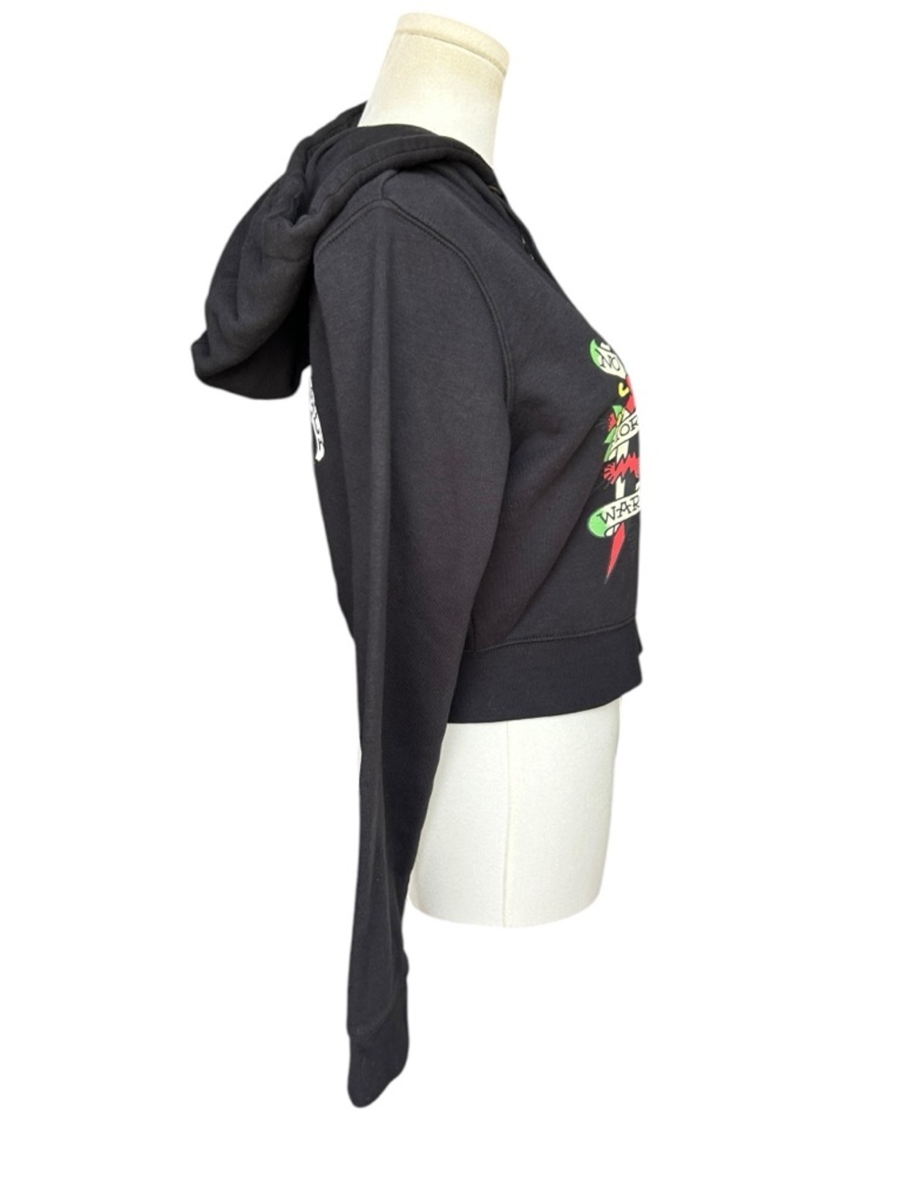 Ed Hardy Zip Hoodie Womens Large Black Love Kills Slowly Skull Graphic Crop - Picture 7 of 12